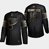 Blues 19 Jay Bouwmeester Black Gold Adidas Jersey,baseball caps,new era cap wholesale,wholesale hats